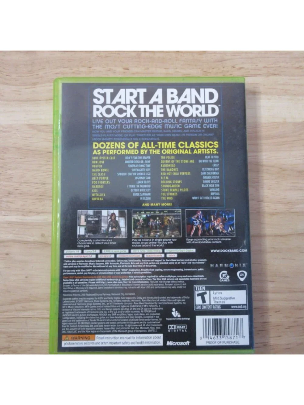 Rock Band (Microsoft Xbox 360, 2007) Complete In Box With Manual